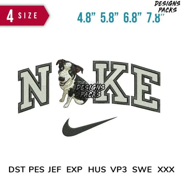 Swoosh Dog Sit Embroidery Design  4.8" 5.8" 6.8" 7.8"