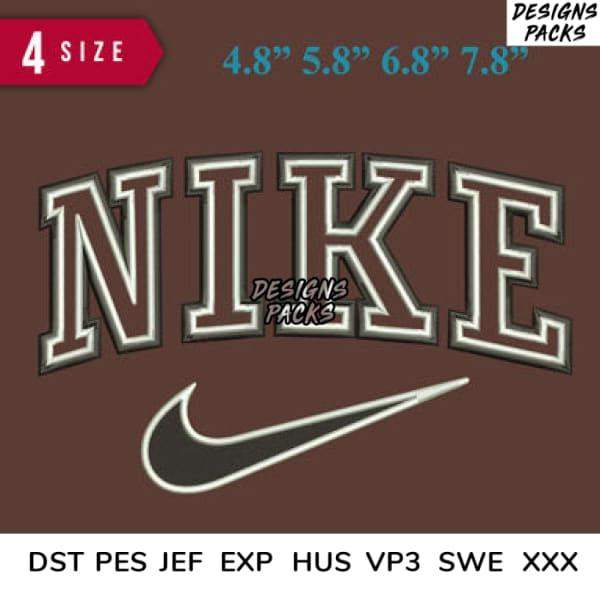 Nike logo embroidery design in 4 sizes, DST PES JEF formats for instant download