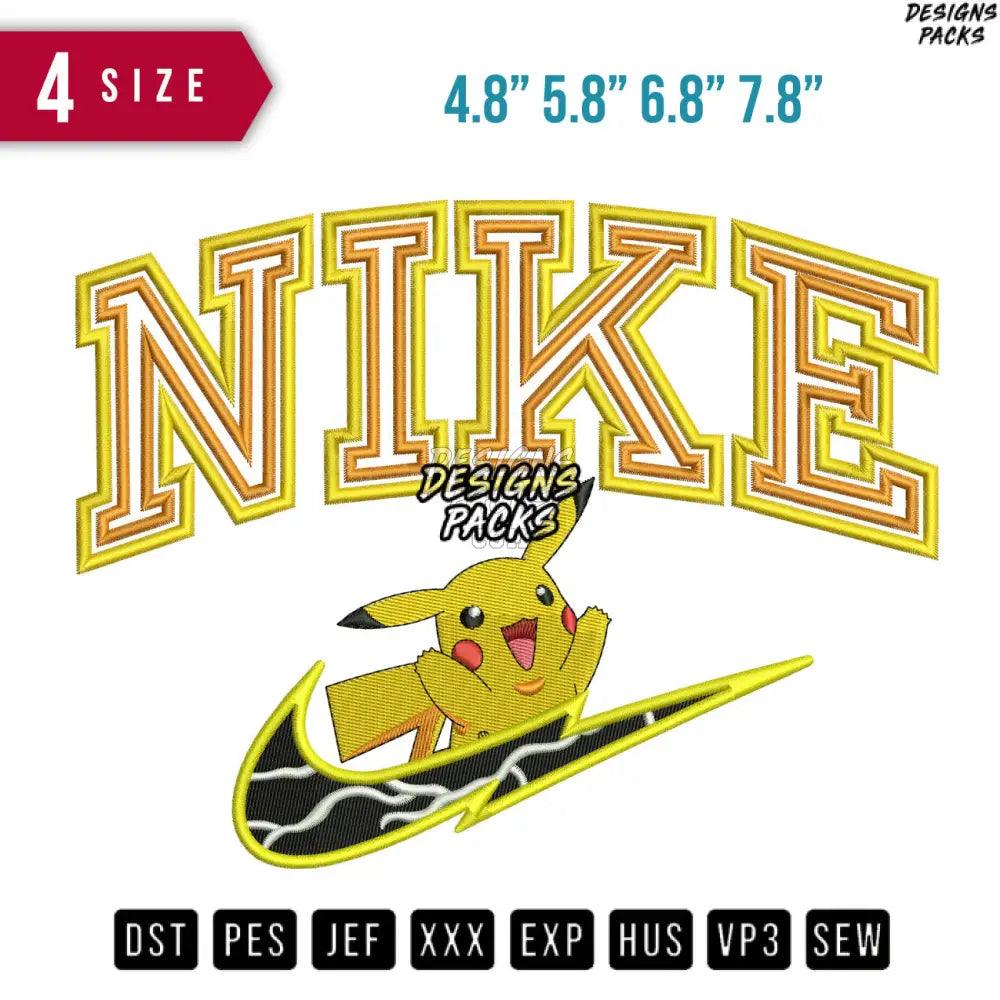 Swoosh Double Pika Ball Embroidery Design