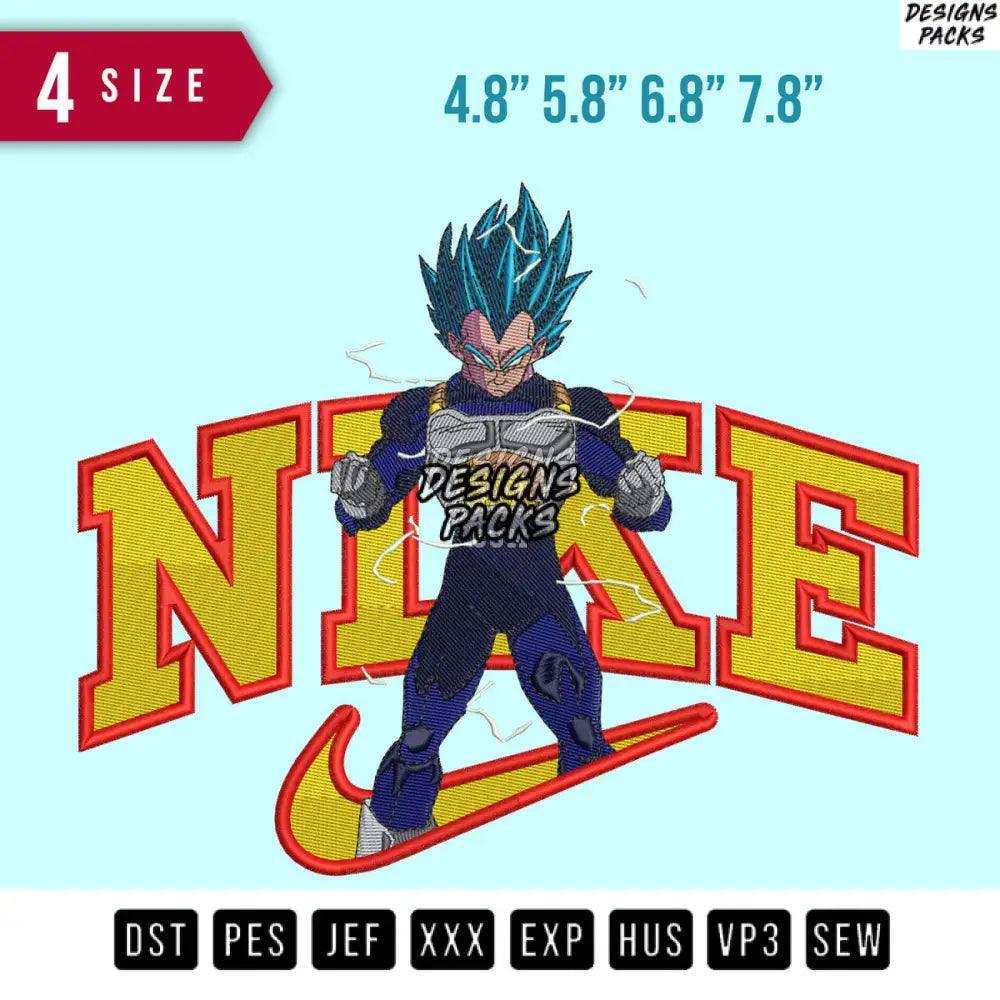 Swoosh Dragon Ballz Vegeta Stand Embroidery Design