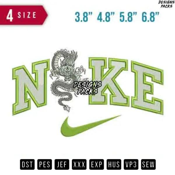 Swoosh Dragon Embroidery Design