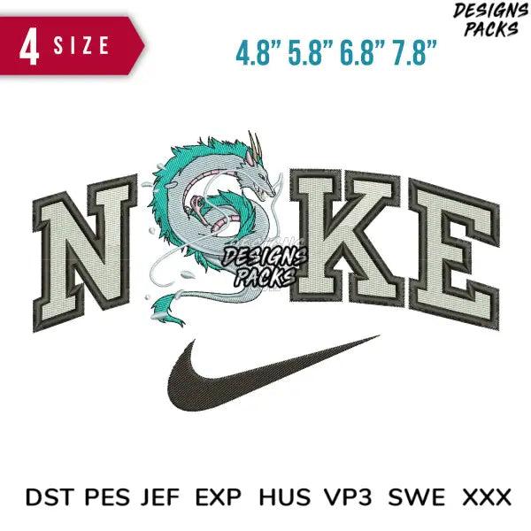 Swoosh Dragon Ghibli Embroidery Design 4.8" 5.8" 6.8" 7.8"