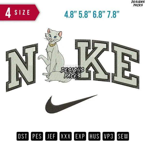 Swoosh Duchess Cat Embroidery Design