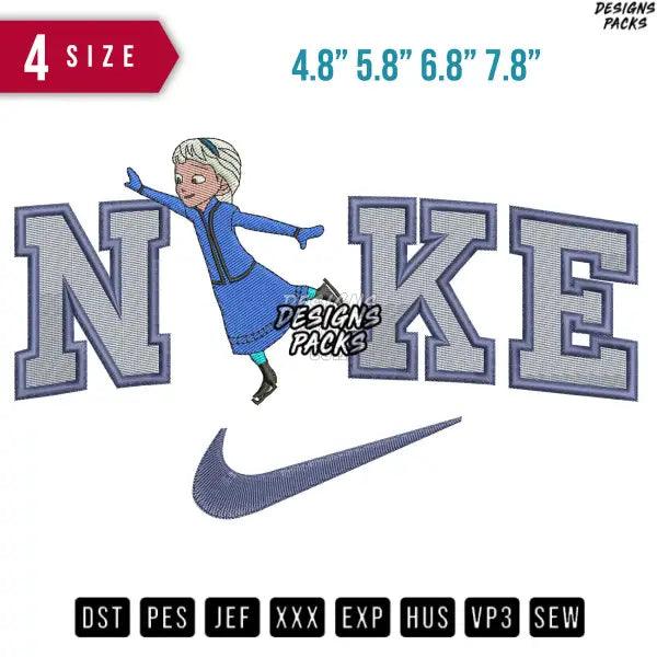 Swoosh Elsa running Embroidery Design