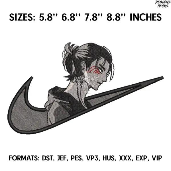 Nike Eren Embroidery design file pes. Anime Attack On Titan  embroidery design. Machine embroidery, Swoosh embroidery