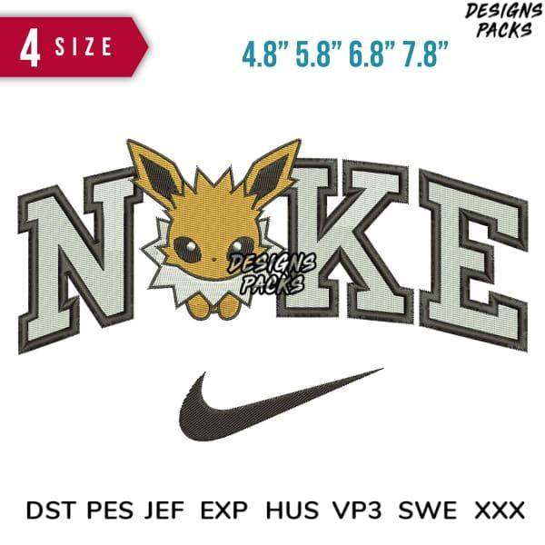 Eevee in Nike logo embroidery design, available in multiple sizes and formats
