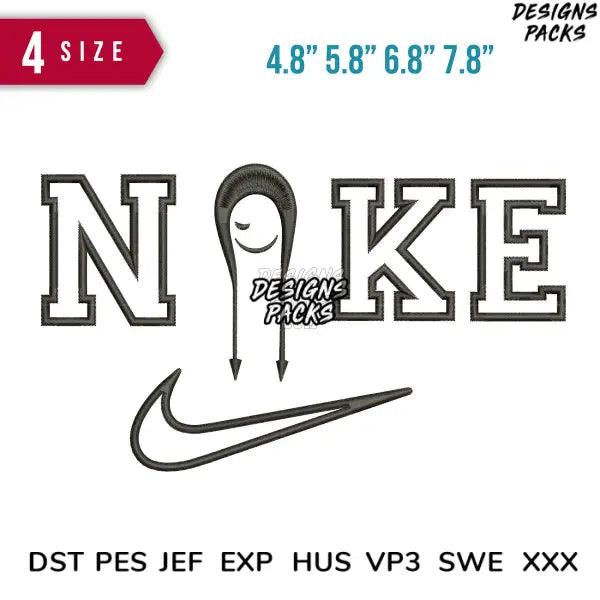 Swoosh Face silhouette Embroidery Design 4.8" 5.8" 6.8" 7.8"