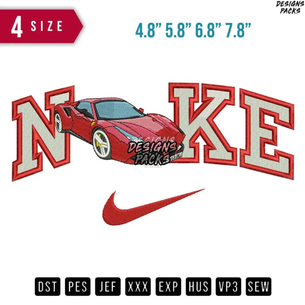 Swoosh Ferrari Car Embroidery Design