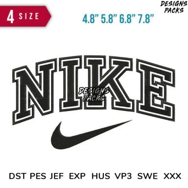Nike arch logo embroidery design in 4 sizes, DST PES JEF formats for instant download