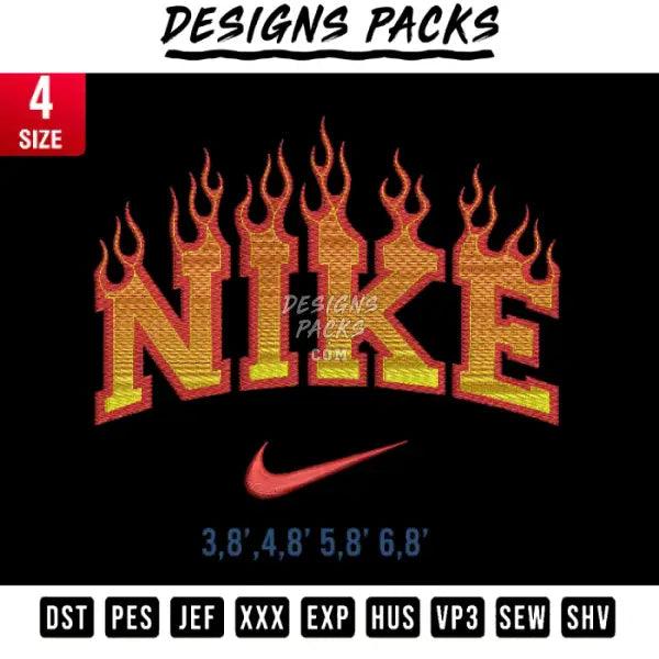Swoosh Flame / Swoosh Fire Embroidery Design 