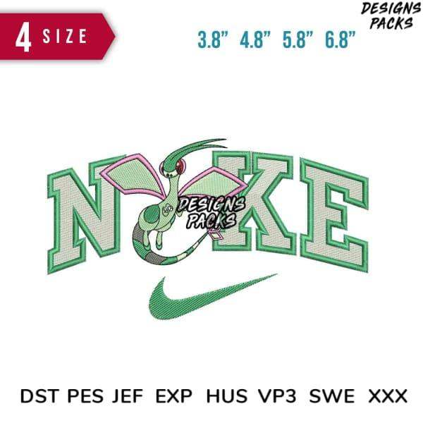 Embroidery design featuring green dragon with Nike swoosh, available in multiple sizes and formats