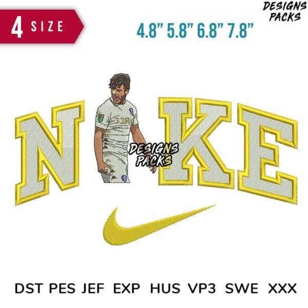 Nike-inspired embroidery design with soccer player, 4 sizes, DST PES JEF formats for instant download