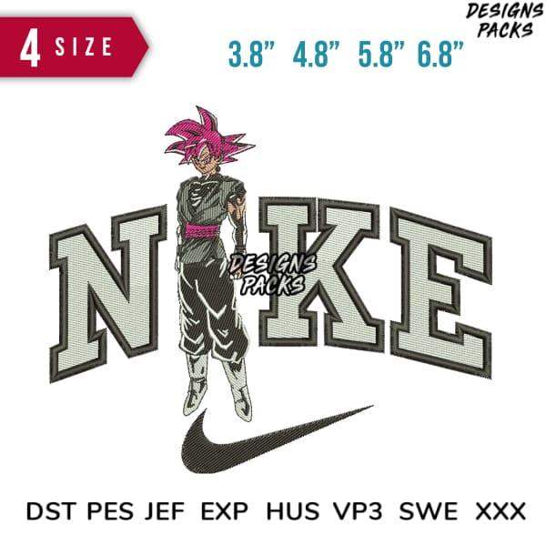 Dragon Ball Z Goku embroidery design with Nike logo, 4 sizes, DST PES JEF formats