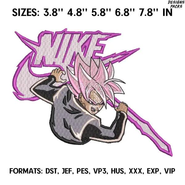 Nike Goku Black Super Saiyan Rose Embroidery Design File, Dragon Ball Anime Embroidery Design, Anime Pes Design Brother