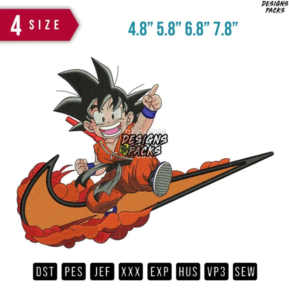 Swoosh Goku Chibi B Embroidery Design