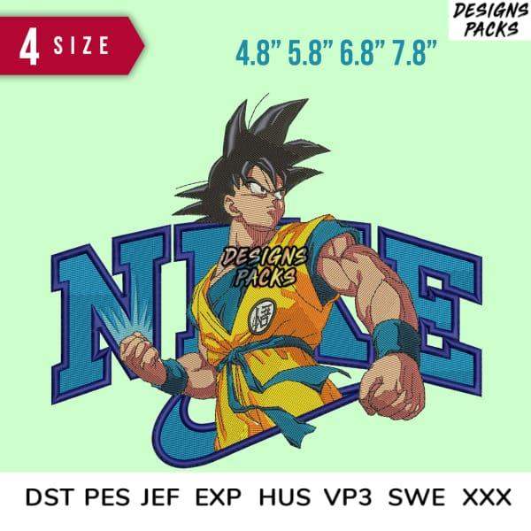 Dragon Ball Goku embroidery design in 4 sizes, compatible with DST PES JEF formats for instant download