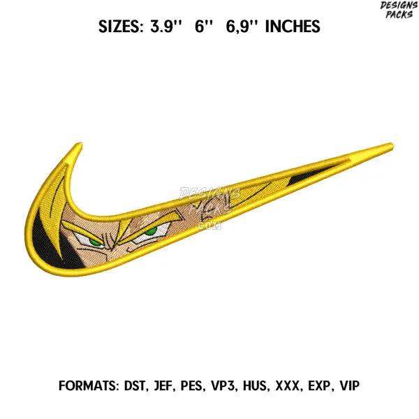 Nike Goku SS Embroidery design file pes. Anime Dragon Ball embroidery design. Machine embroidery, Swoosh embroidery