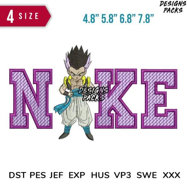 Swoosh Goten Embroidery Design 4.8" 5.8" 6.8" 7.8"