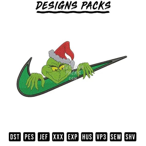 Swoosh grinch Embroidery Design 3.8" 4.8" 5.8" 6.8"