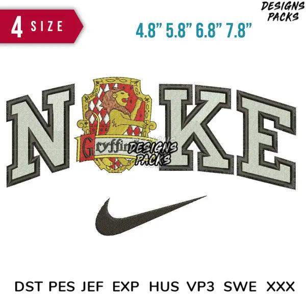 Gryffindor Nike parody embroidery design in 4 sizes, PES DST formats for instant download