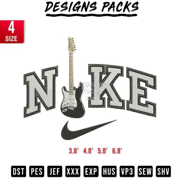 Swoosh Guitar Embroidery Design 