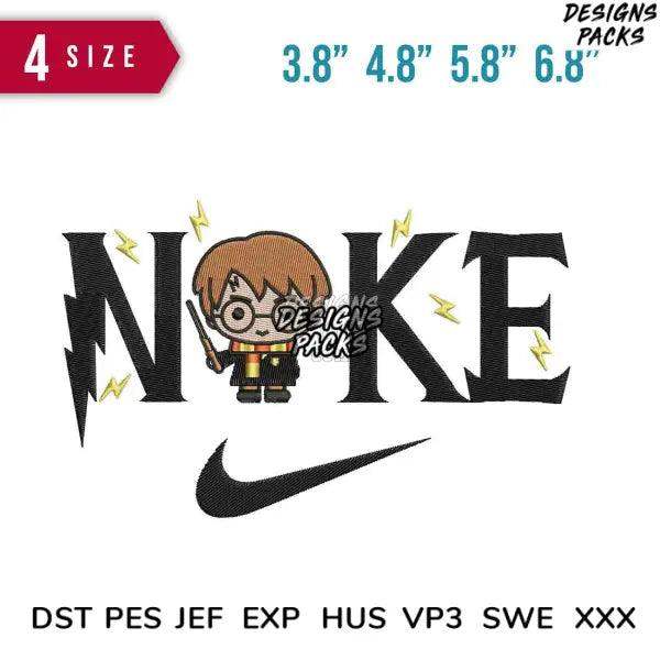 Swoosh harry Potter chibi B Embroidery Design 3.8" 4.8" 5.8" 6.8"