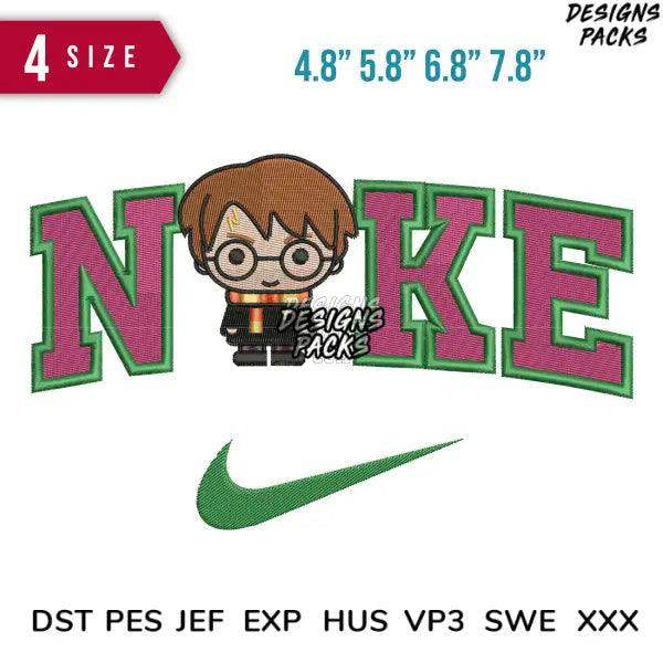 Swoosh harry Potter chibi Embroidery Design 4.8" 5.8" 6.8" 7.8"
