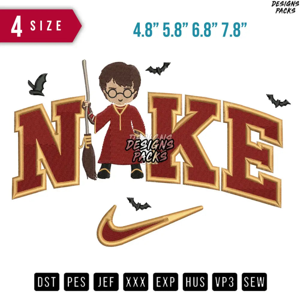 Swoosh Harry Potter Embroidery Design