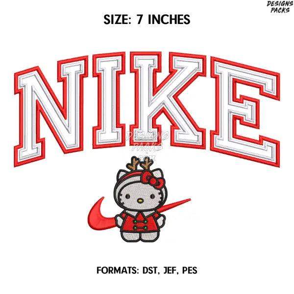 Nike Hello Kitty Embroidery Design File, Hello Kitty Merry Christmas Embroidery Design,.