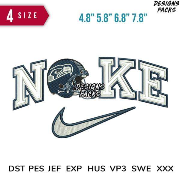 NOKE football helmet design with Nike swoosh, available in 4 sizes for embroidery, DTF, DTG