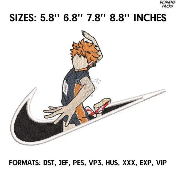 Nike Hinata Embroidery design file pes. Haikyu anime embroidery design., Nike embroidery file