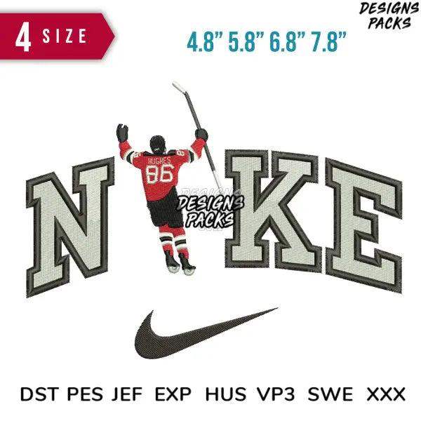 Swoosh Hughes Hockey Embroidery Design 4.8"