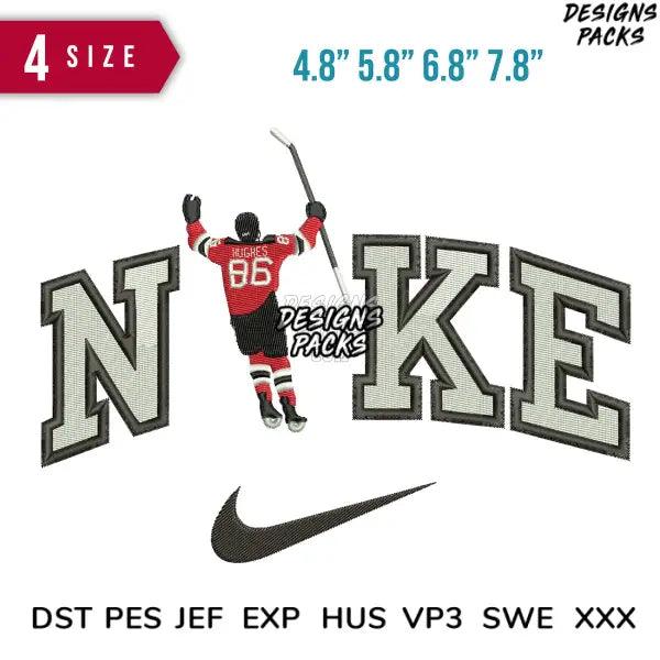Swoosh Hughes Hockey Embroidery Design 4.8"