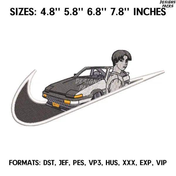 Nike Initial D Embroidery Design File, Initial D Anime Embroidery Design, Initial D Anime Pes Design Brother