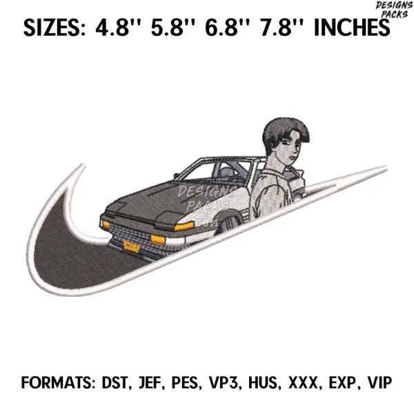 Nike Initial D Embroidery Design File, Initial D Anime Embroidery Design, Initial D Anime Pes Design Brother