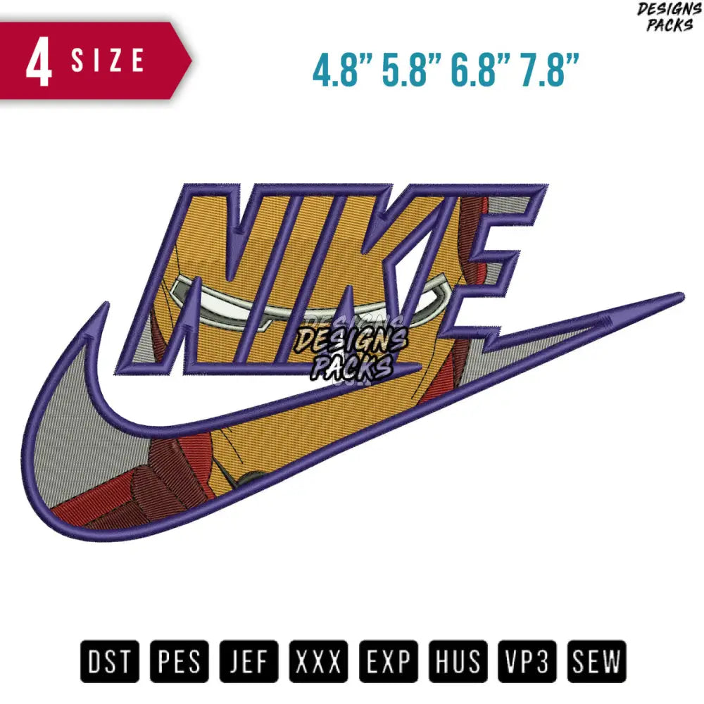 Swoosh Ironman Embroidery Design