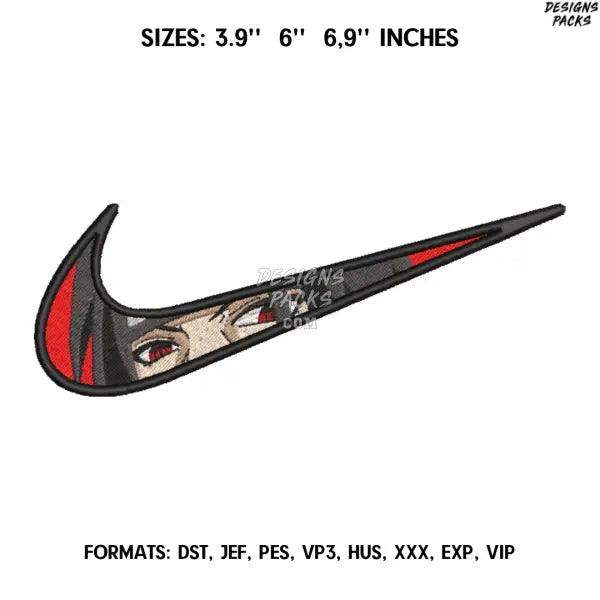 Nike Itachi Embroidery design file pes. Anime Naruto embroidery design., Swoosh embroidery