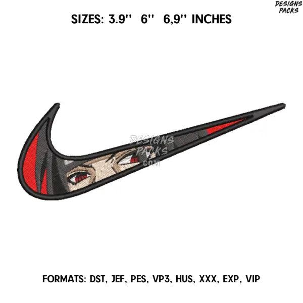 Nike Itachi Embroidery design file pes. Anime Naruto embroidery design., Swoosh embroidery