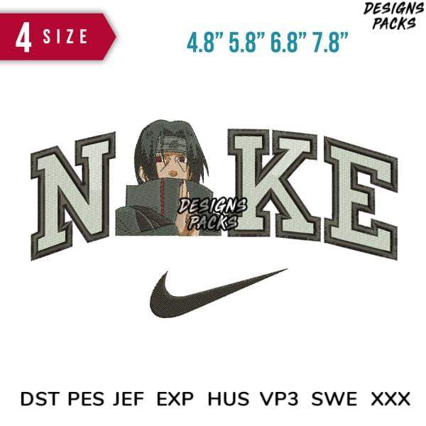 Embroidery design with anime character and 'NAKE' text, available in 4 sizes and multiple file formats