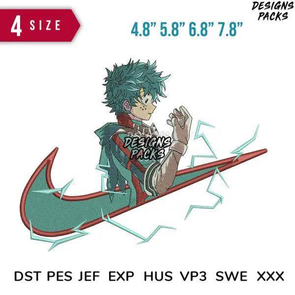Anime character embroidery design with lightning effects, available in multiple sizes and formats