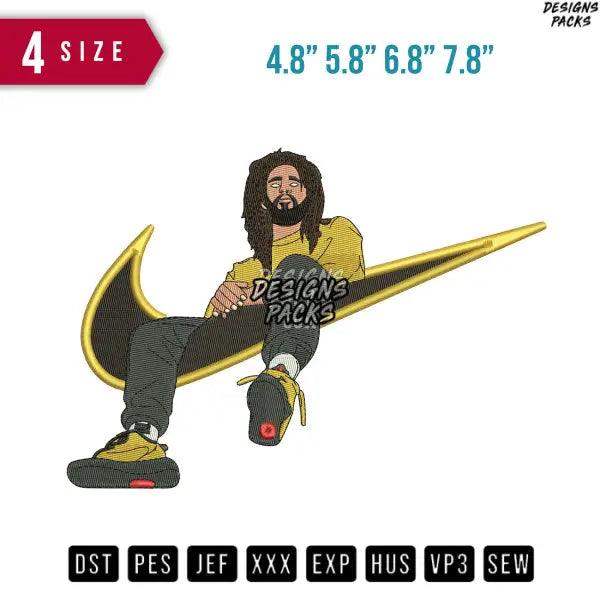 Swoosh J cole Music Artist Embroidery Design