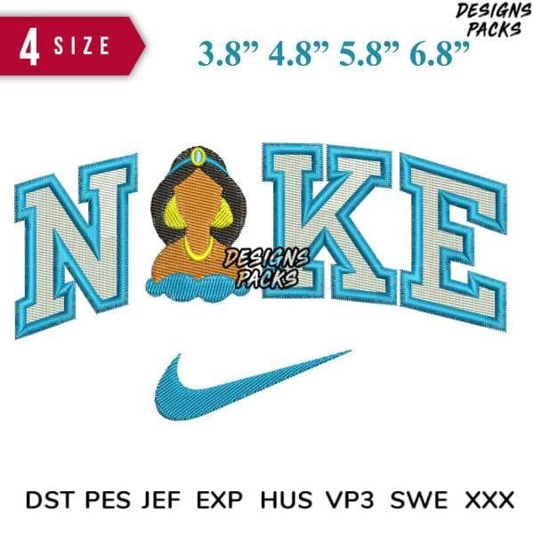 Embroidery design featuring 'NOKE' text with a character, available in multiple sizes and formats.