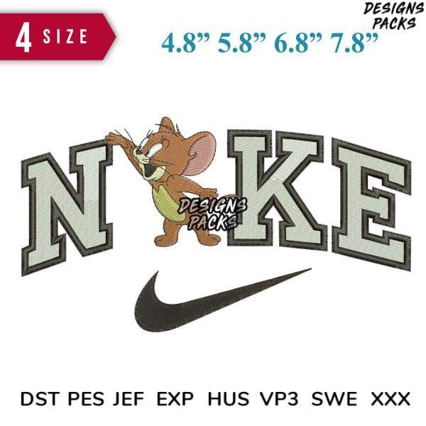Tom & Jerry Nike parody embroidery design in 4 sizes, PES DST formats for DTG/DTF printing