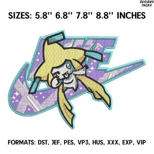 Nike Jirachi Embroidery Design File, Pokemon Anime Embroidery Design, Nike and Jirachi Anime Pes Design Brother