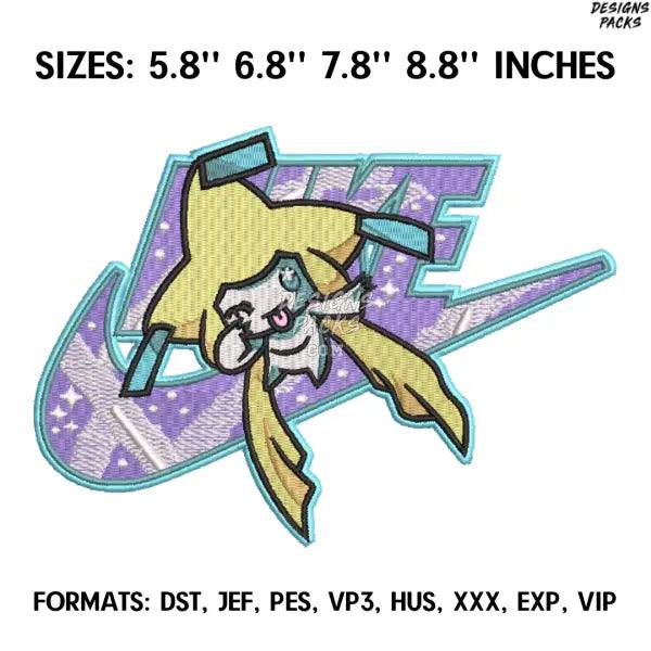 Nike Jirachi Embroidery Design File, Pokemon Anime Embroidery Design, Nike and Jirachi Anime Pes Design Brother