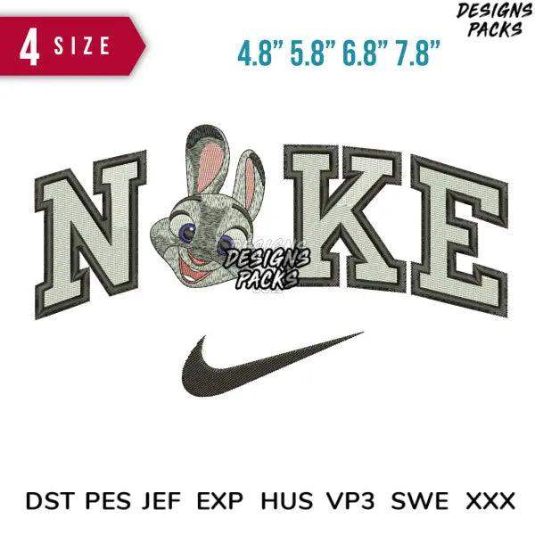 Swoosh Judy Hopps F Embroidery Design 4.8" 5.8" 6.8" 7.8"