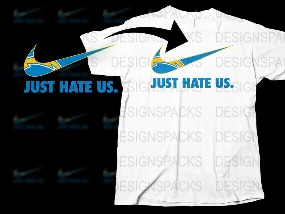 Swoosh Just Hate Los Angeles Chargers Png Digital Download