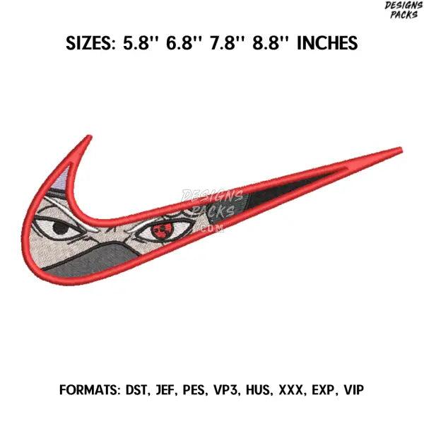 Nike Kakashi Embroidery design file pes. Anime Naruto embroidery design., Swoosh embroidery