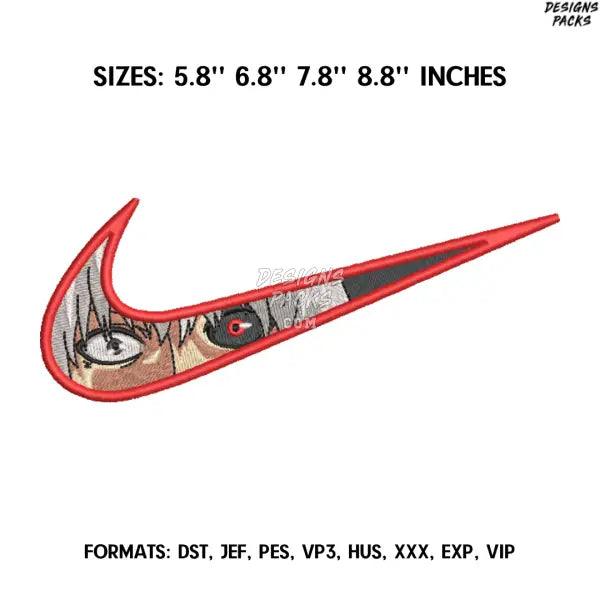 Swoosh Ken Kaneki Embroidery Design File, Tokyo Ghoul Anime Embroidery Design, Machine Embroidery, Anime Pe Design