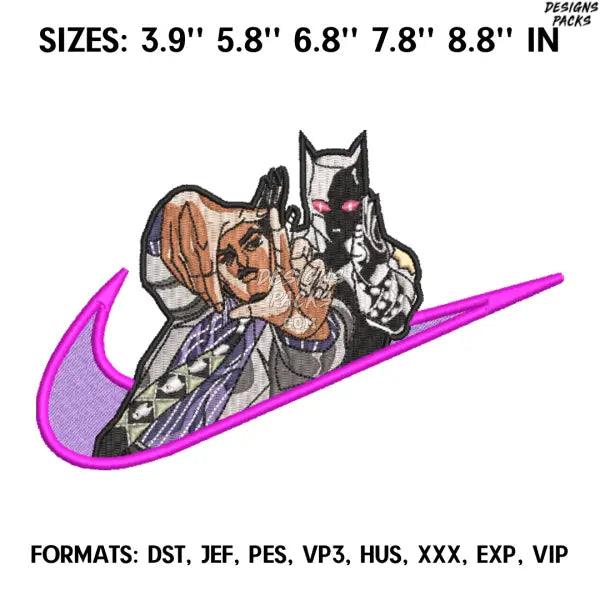 Nike Killer Queen Embroidery Design File, JoJo's Bizarre Adventure Anime Embroidery Design, Jojo Embroidery Design